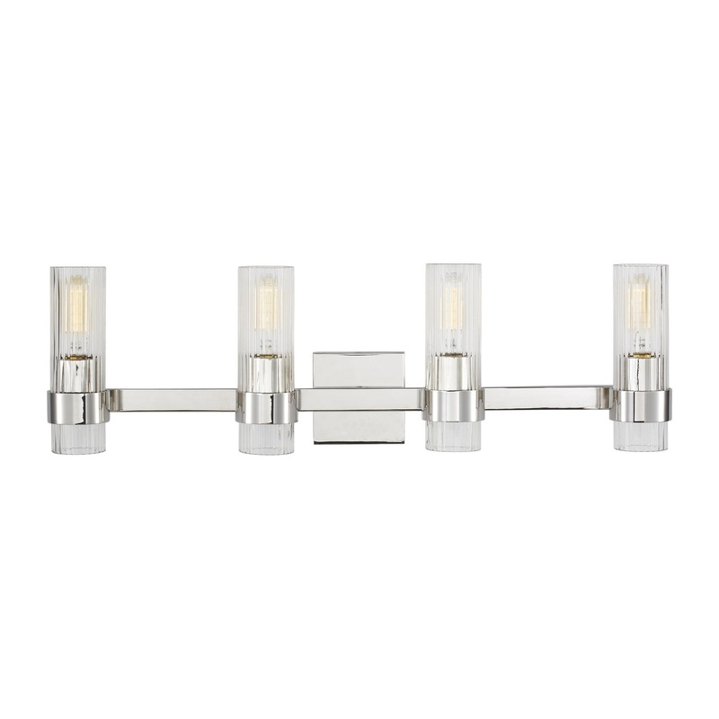 Visual Comfort Studio CV1024PN Geneva Four Light Vanity, Polished Nickel