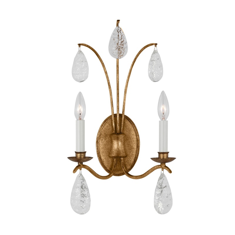 Visual Comfort Studio CW1292ADB Shannon Two Light Wall Sconce, Antique Gild
