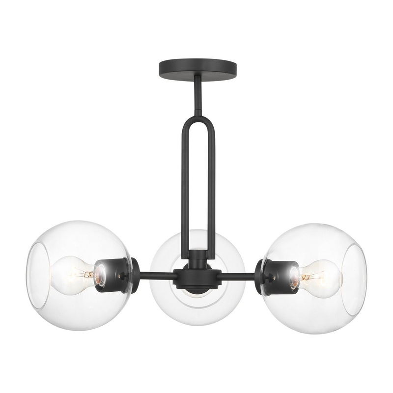Visual Comfort Studio 7755703-112 Codyn Three Light Semi-Flush Mount, Midnight Black