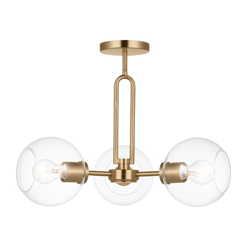 Visual Comfort Studio 7755703-848 Codyn Three Light Semi-Flush Mount, Satin Brass