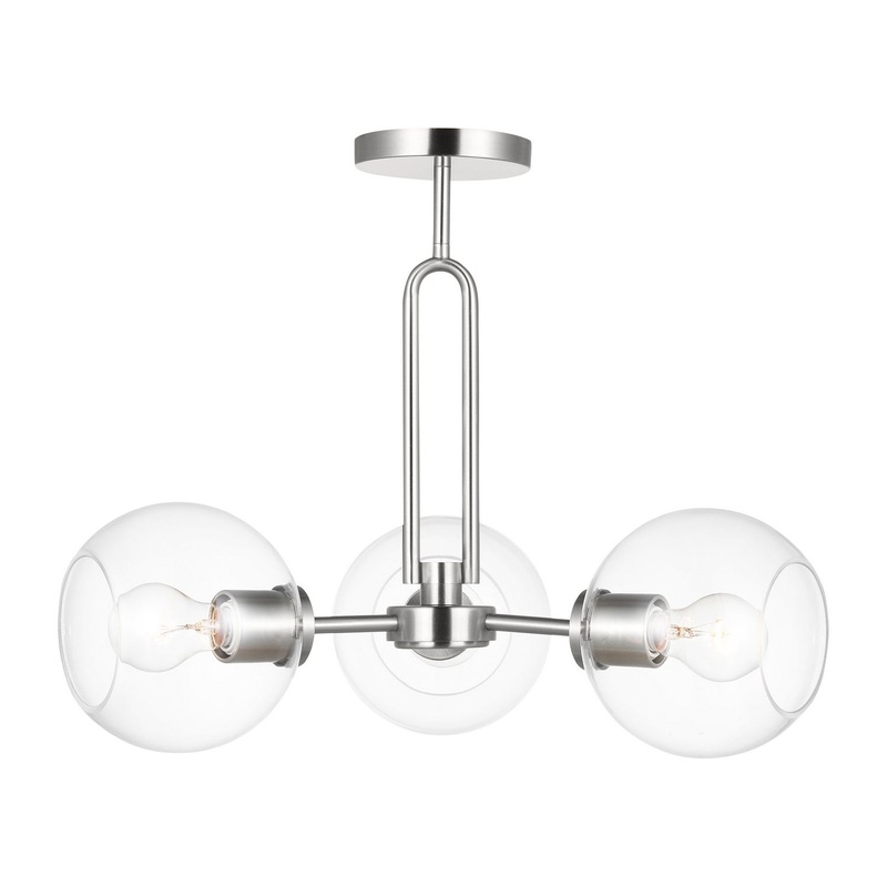 Visual Comfort Studio 7755703-962 Codyn Three Light Semi-Flush Mount, Brushed Nickel
