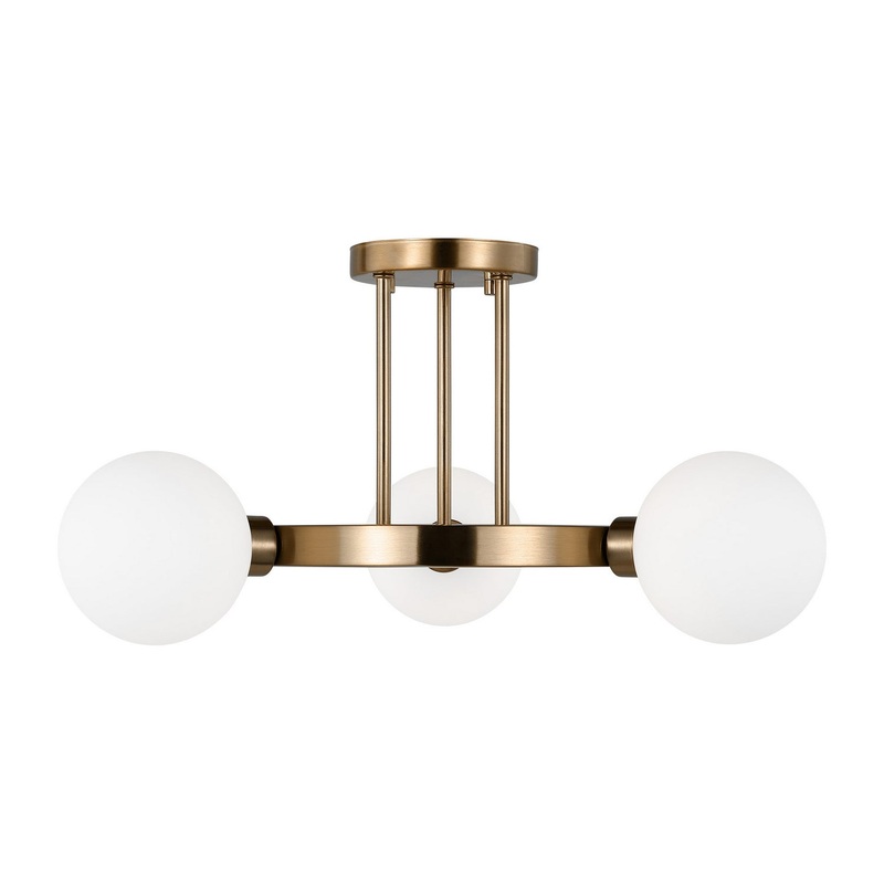 Visual Comfort Studio 7761603-848 Clybourn Three Light Semi-Flush Mount, Satin Brass