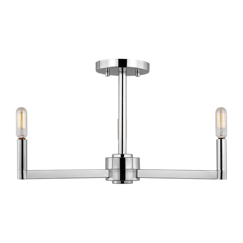 Visual Comfort Studio 7764203-05 Fullton Three Light Semi-Flush Mount, Chrome