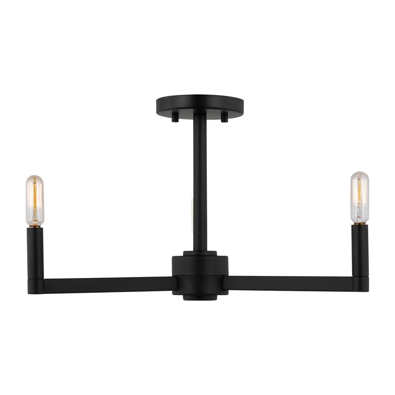 Visual Comfort Studio 7764203-112 Fullton Three Light Semi-Flush Mount, Midnight Black