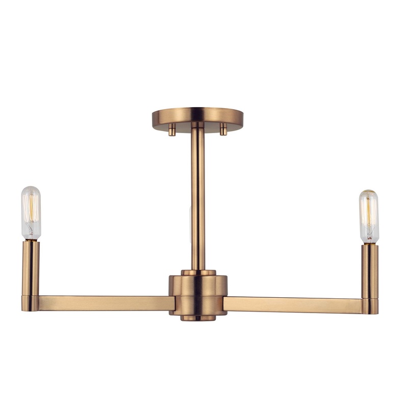 Visual Comfort Studio 7764203-848 Fullton Three Light Semi-Flush Mount, Satin Brass