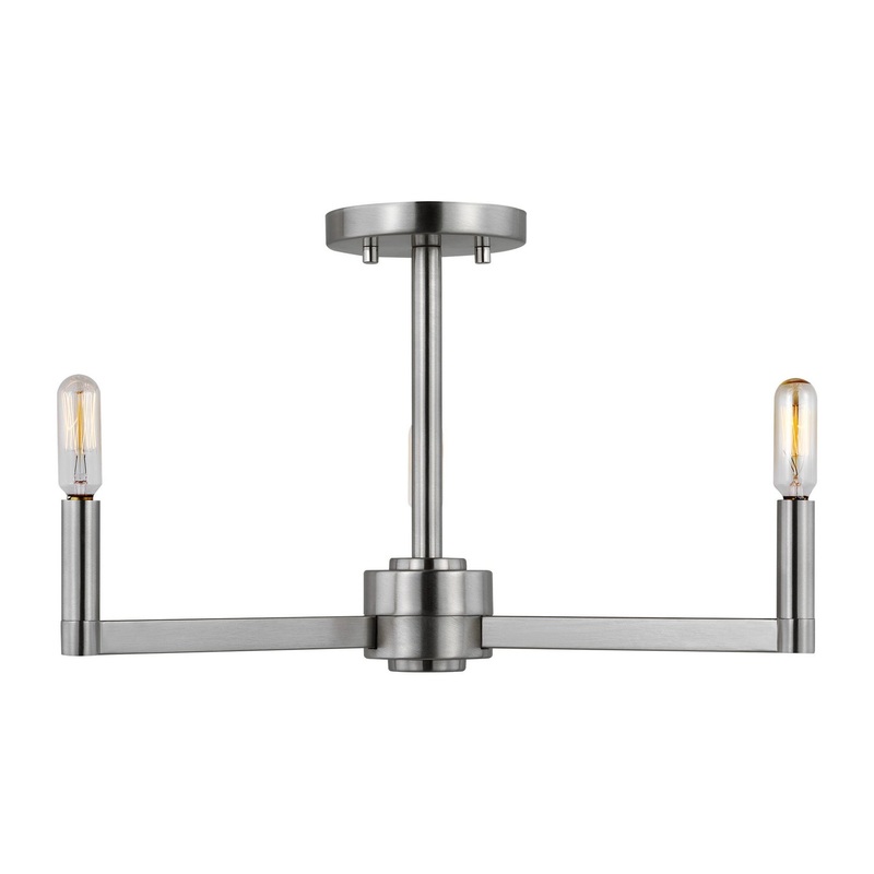 Visual Comfort Studio 7764203-962 Fullton Three Light Semi-Flush Mount, Brushed Nickel