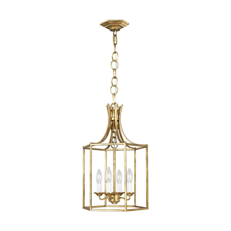 Visual Comfort Studio AC1004ADB Bantry House Four Light Pendant, Antique Gild