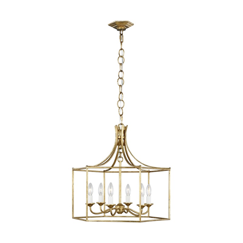 Visual Comfort Studio AC1046ADB Bantry House Six Light Chandelier, Antique Gild