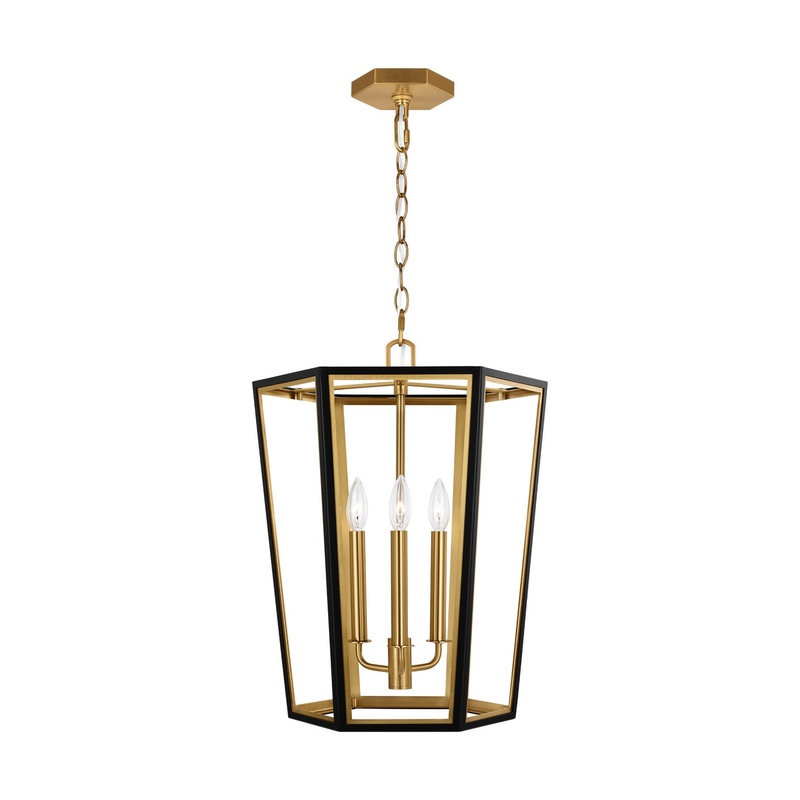 Visual Comfort Studio AC1083MBKBBS Curt Three Light Lantern, Midnight Black