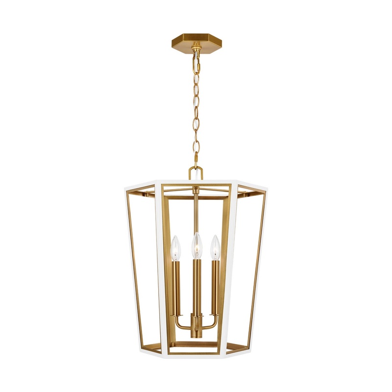 Visual Comfort Studio AC1083MWTBBS Curt Three Light Lantern, Matte White