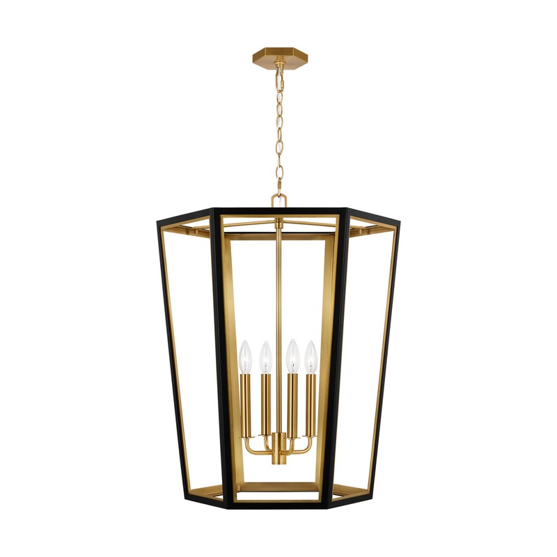 Visual Comfort Studio AC1094MBKBBS Curt Four Light Lantern, Midnight Black