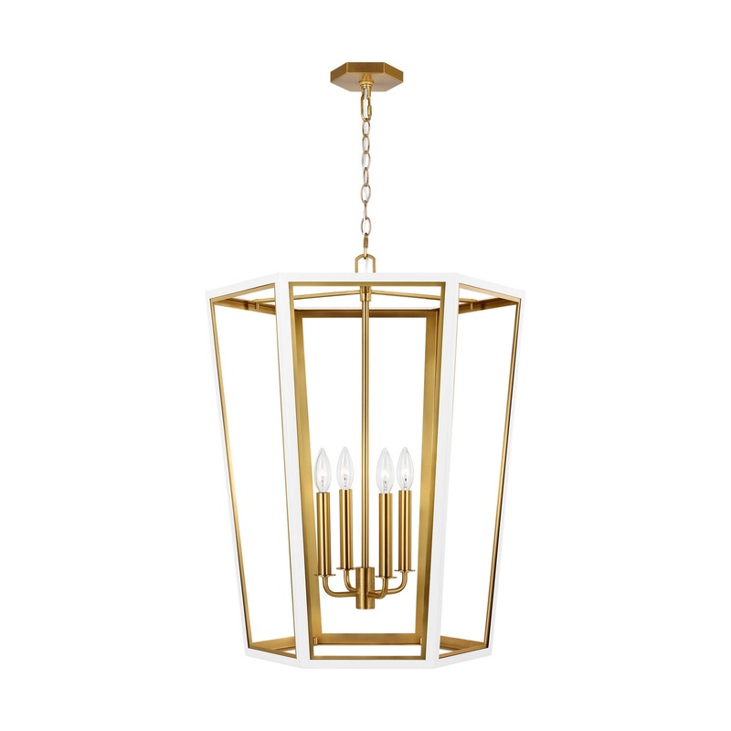 Visual Comfort Studio AC1094MWTBBS Curt Four Light Lantern, Matte White