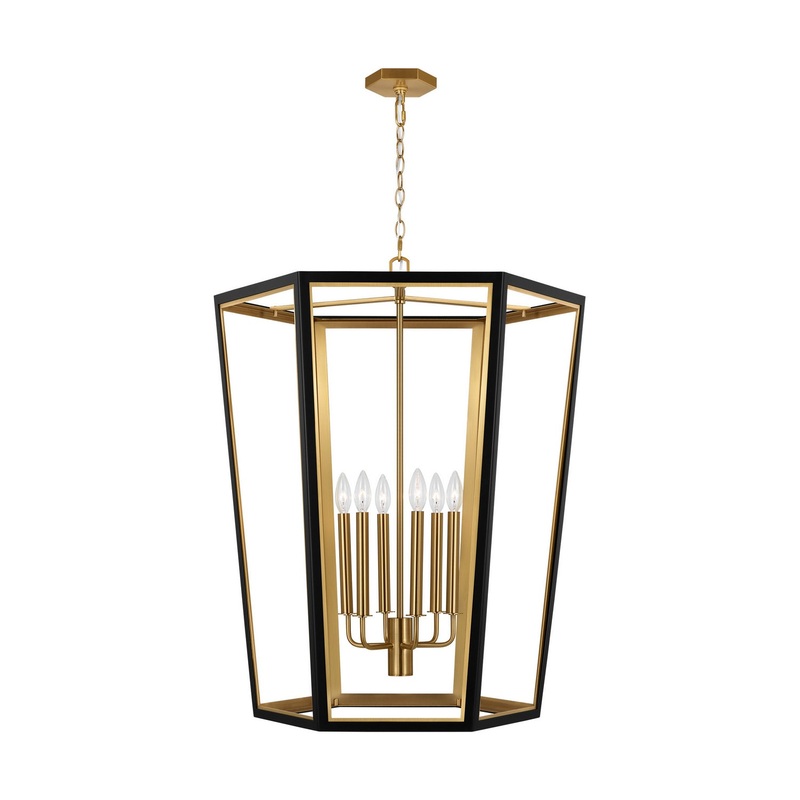Visual Comfort Studio AC1106MBKBBS Curt Six Light Lantern, Midnight Black
