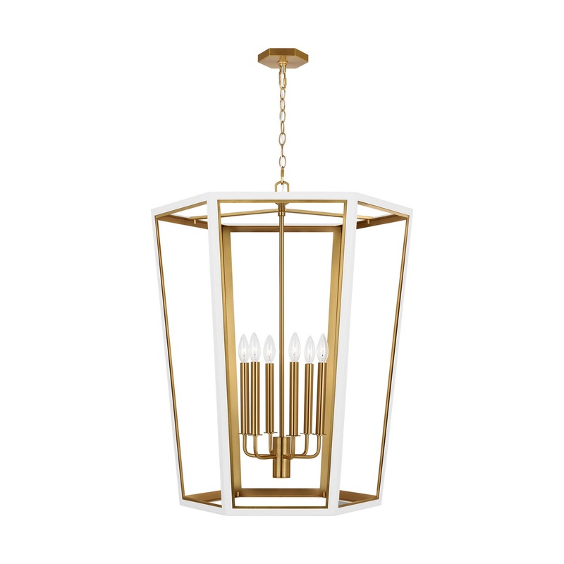 Visual Comfort Studio AC1106MWTBBS Curt Six Light Lantern, Matte White