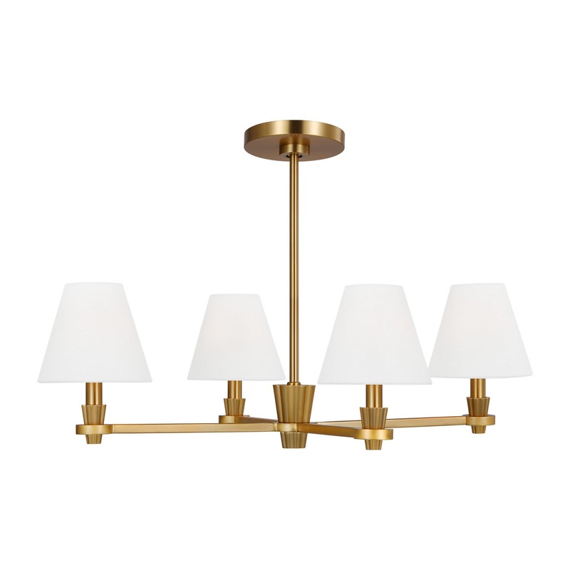 Visual Comfort Studio AC1114BBS Paisley Four Light Chandelier, Burnished Brass