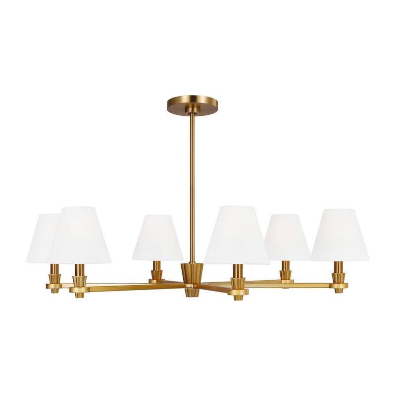 Visual Comfort Studio AC1126BBS Paisley Six Light Chandelier, Burnished Brass