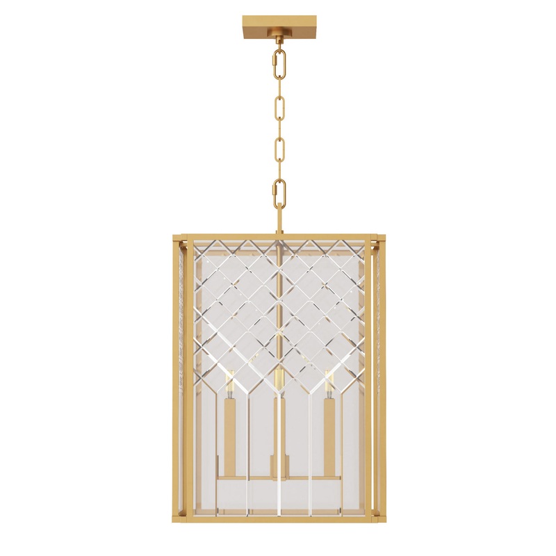 Visual Comfort Studio AC1144BBS Erro Four Light Pendant, Burnished Brass