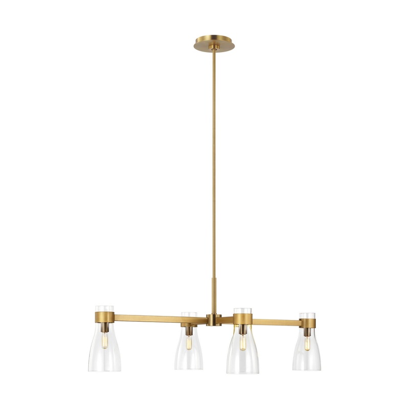 Visual Comfort Studio AEC1014BBS Moritz Four Light Linear Chandelier, Burnished Brass (Discontinued)