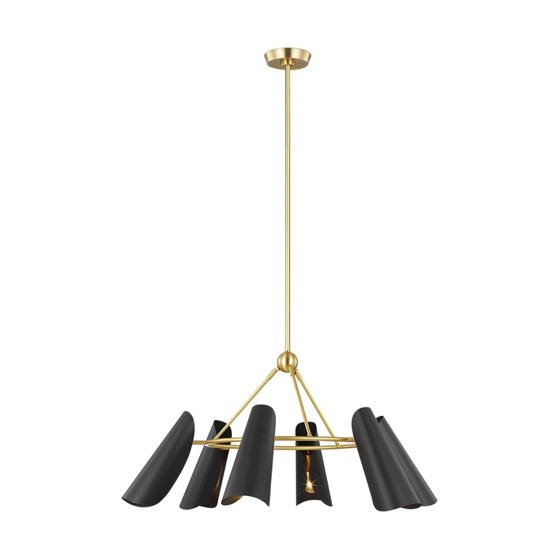 Visual Comfort Studio AEC1036BBSMBK Tresa Six Light Chandelier, Midnight Black and Burnished Brass (Discontinued)