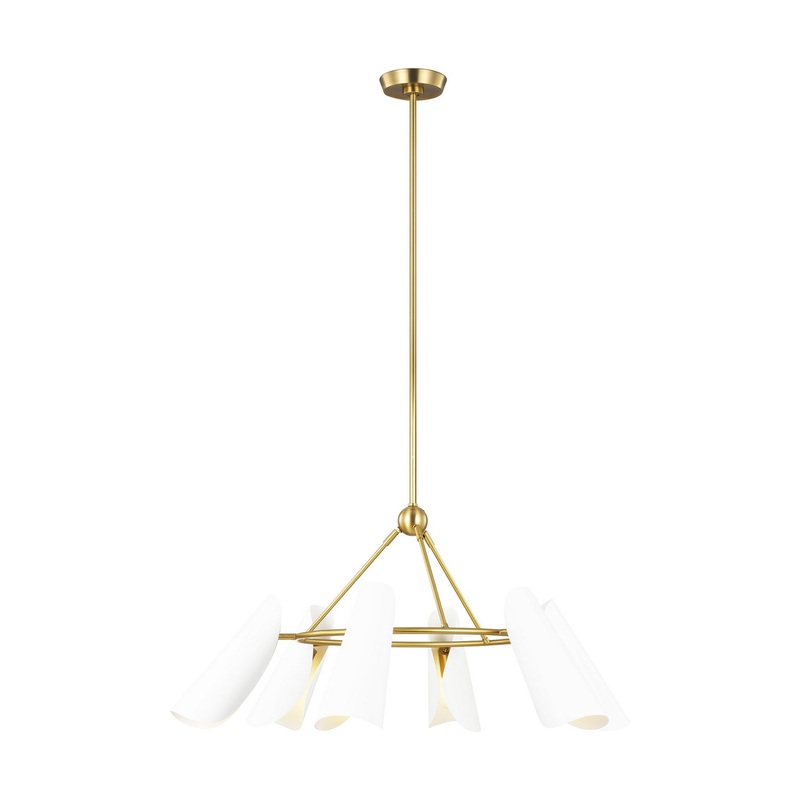 Visual Comfort Studio AEC1036BBSMWT Tresa Six Light Chandelier, Matte White and Burnished Brass (Discontinued)