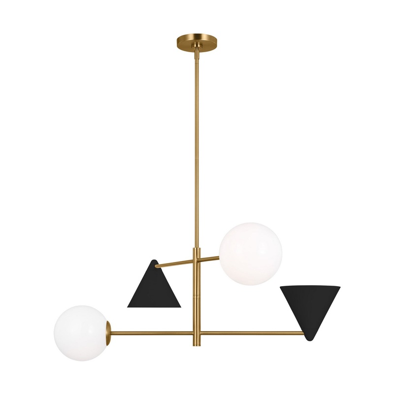 Visual Comfort Studio AEC1104MBKBBS Cosmo Four Light Chandelier, Midnight Black and Burnished Brass (Discontinued)