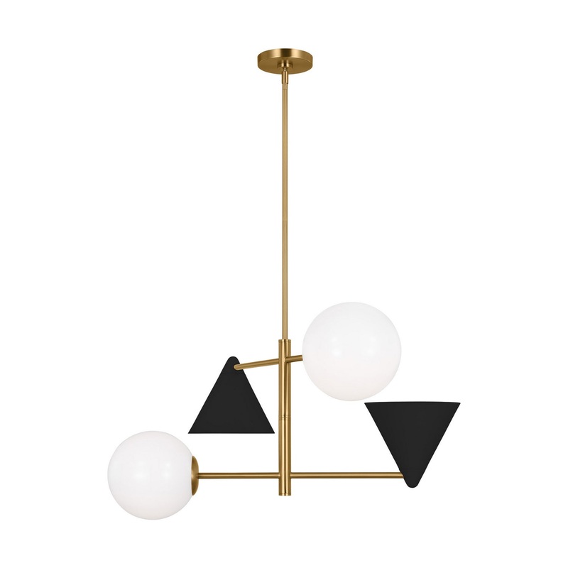 Visual Comfort Studio AEC1114MBKBBS Cosmo Four Light Chandelier, Midnight Black and Burnished Brass (Discontinued)