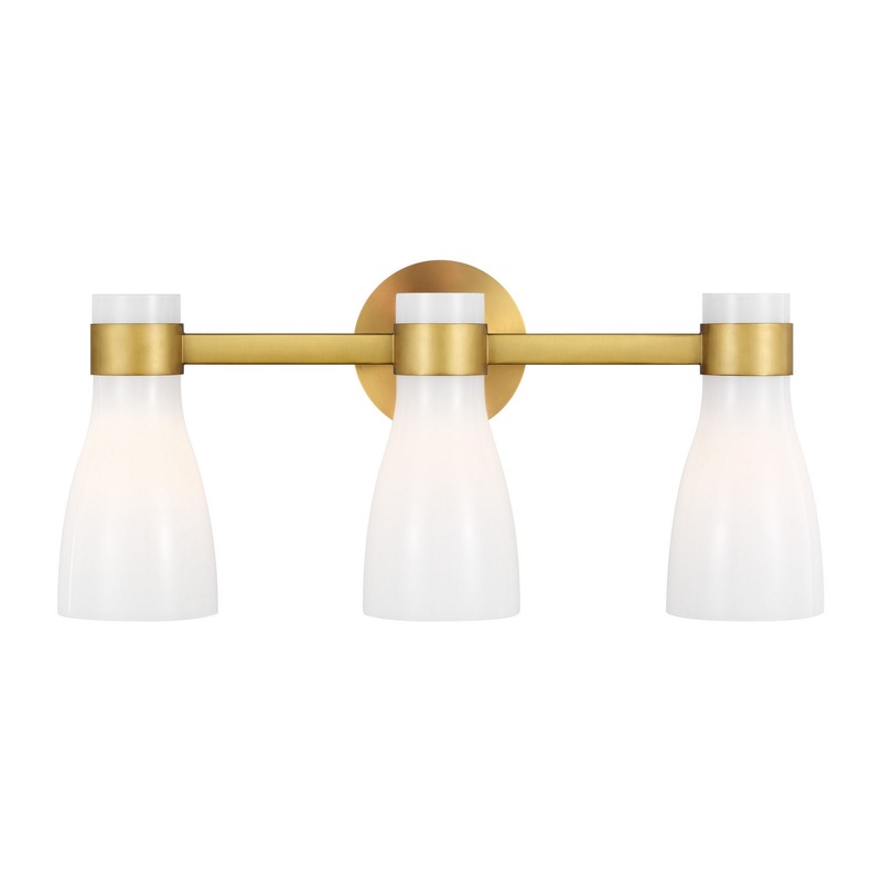 Visual Comfort Studio AEV1003BBSMG Moritz Three Light Vanity, Burnished Brass with Milk White Glass (Discontinued)