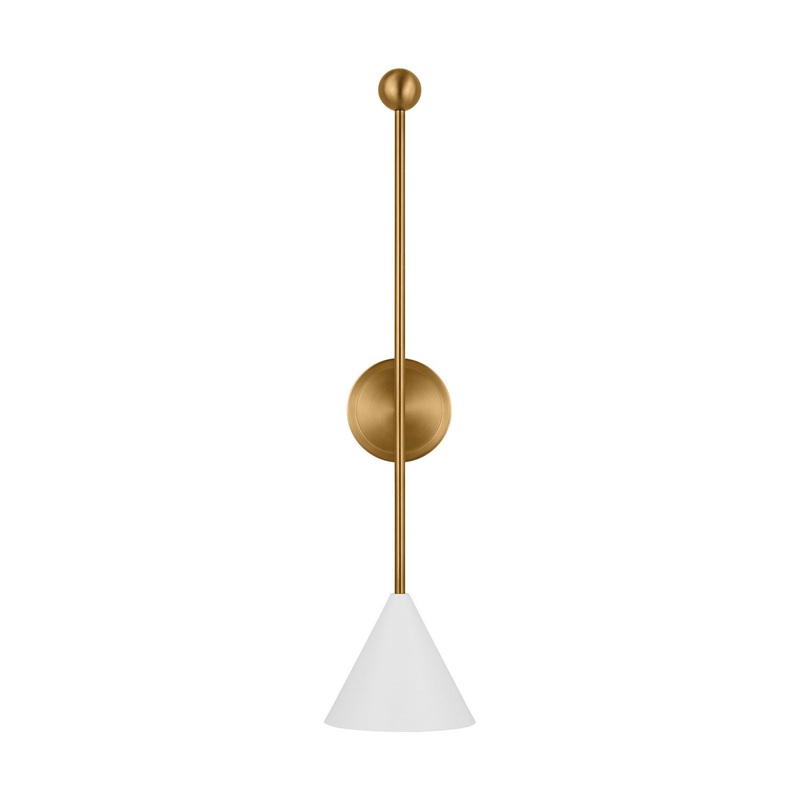 Visual Comfort Studio AEW1041MWTBBS Cosmo One Light Bath Fixture, Matte White and Burnished Brass (Discontinued)
