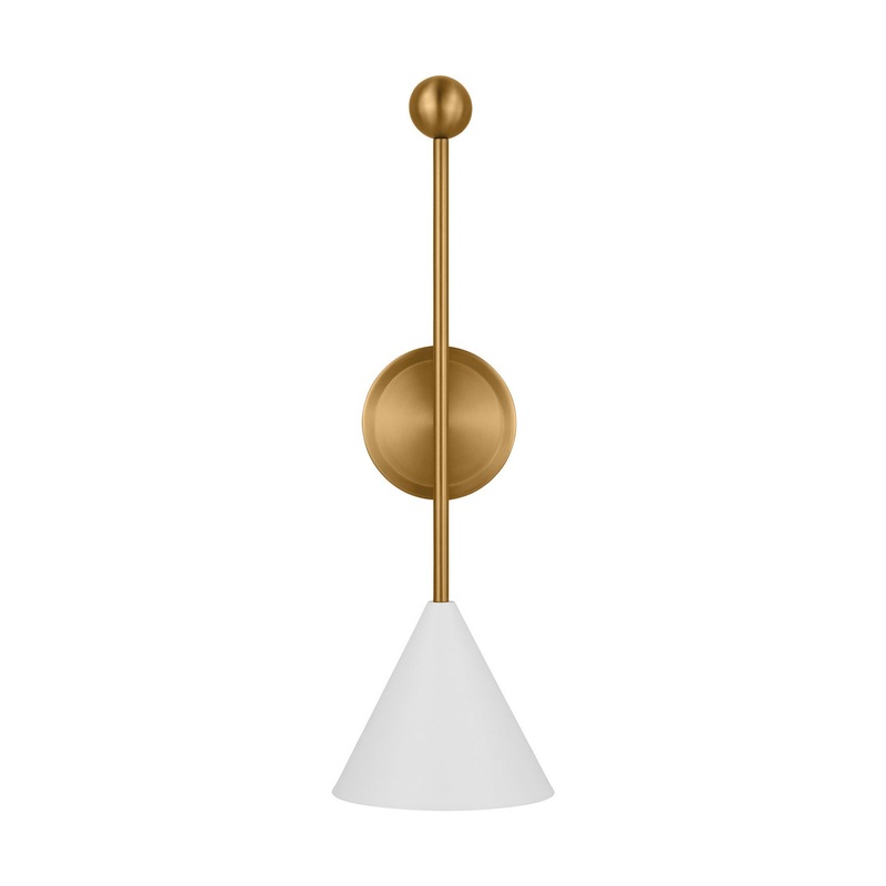 Visual Comfort Studio AEW1051MWTBBS Cosmo One Light Bath Fixture, Matte White and Burnished Brass (Discontinued)
