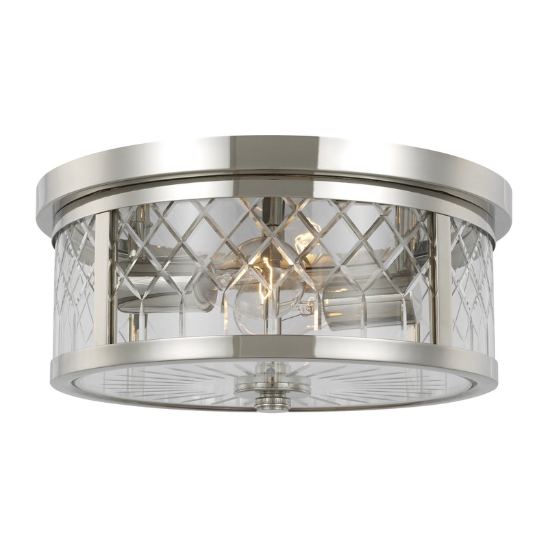 Visual Comfort Studio AF1072PN Alec Two Light Flush Mount, Polished Nickel