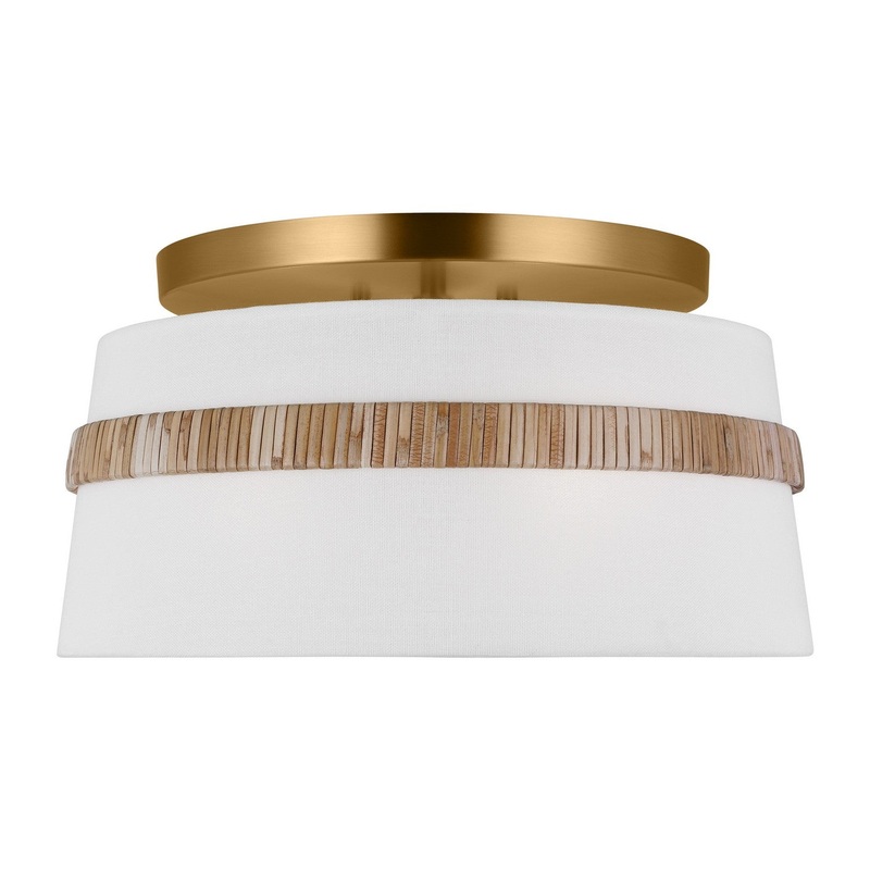 Visual Comfort Studio AF1143RTN Cordtlandt Three Light Semi-Flush Mount, Rattan