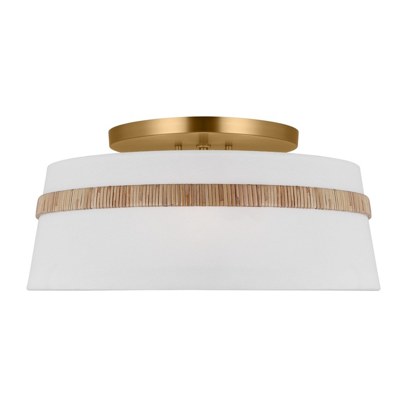 Visual Comfort Studio AF1153RTN Cordtlandt Three Light Semi-Flush Mount, Rattan