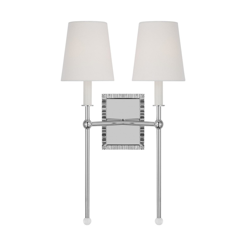 Visual Comfort Studio AW1202PN Baxley Two Light Wall Sconce, Polished Nickel