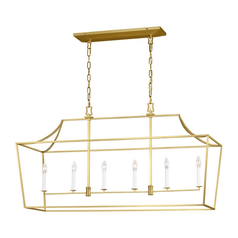 Visual Comfort Studio CC1036BBS Southold Six Light Linear Lantern, Burnished Brass