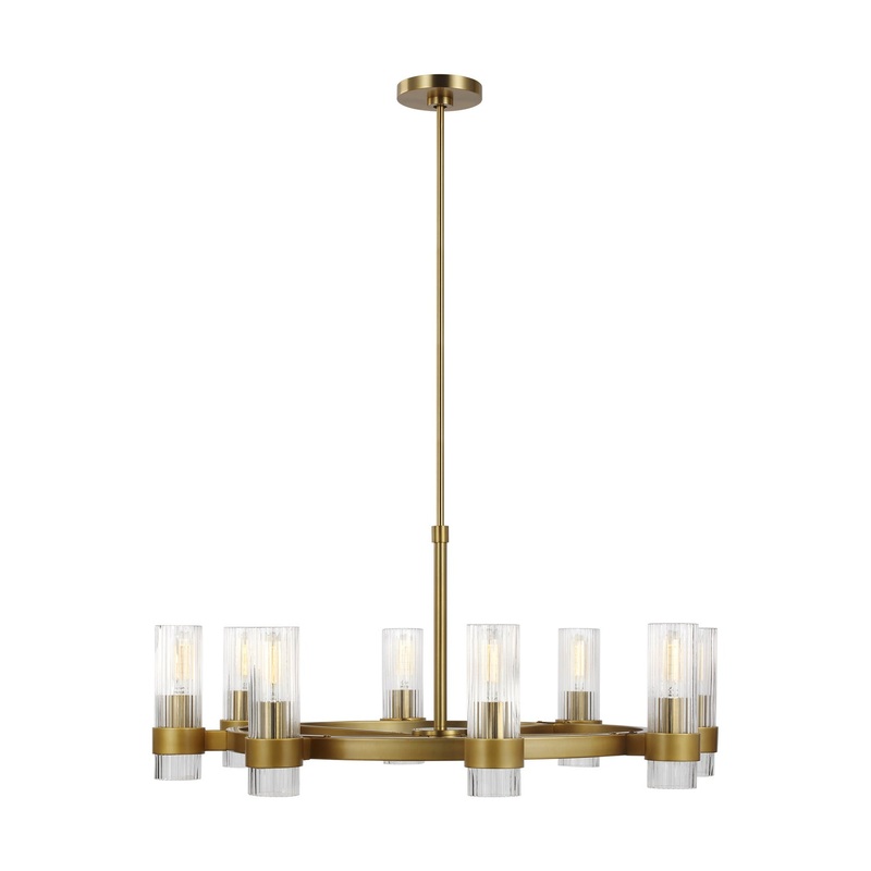 Visual Comfort Studio CC1378BBS Geneva Eight Light Chandelier, Burnished Brass