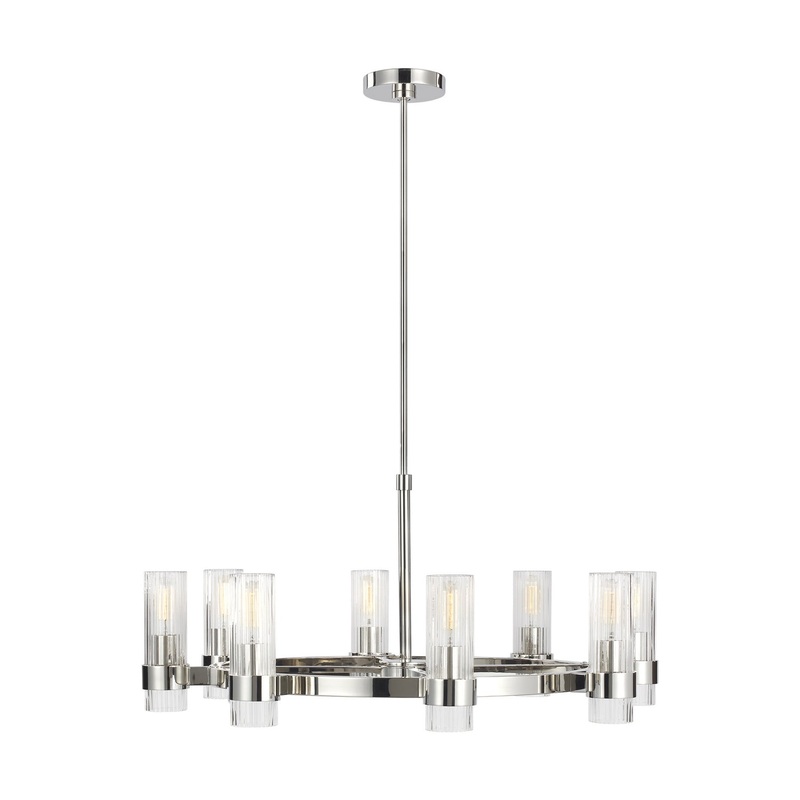 Visual Comfort Studio CC1378PN Geneva Eight Light Chandelier, Polished Nickel