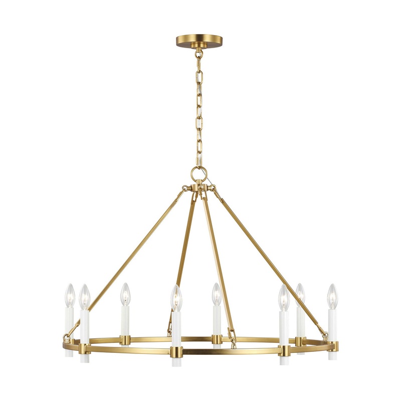 Visual Comfort Studio CC1458BBS Marston Eight Light Chandelier, Burnished Brass