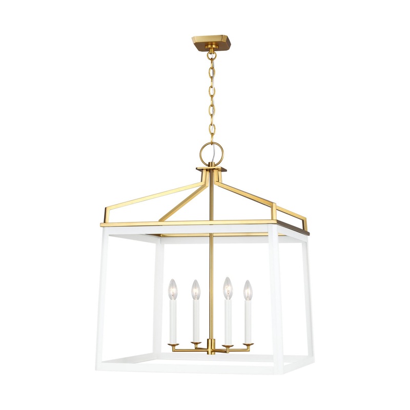 Visual Comfort Studio CC1544MWTBBS Carlow Four Light Lantern, Matte White (Discontinued)