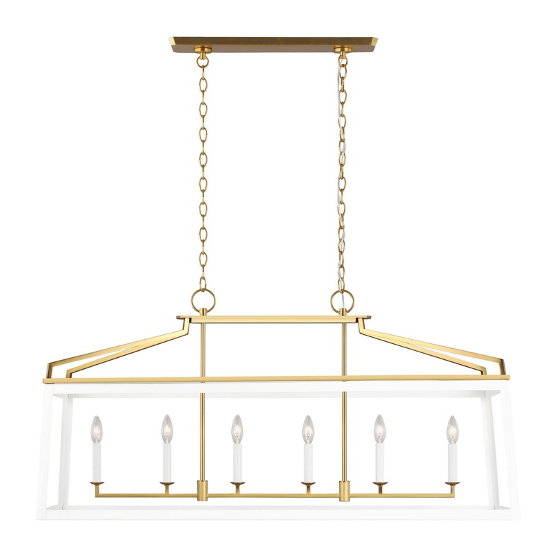 Visual Comfort Studio CC1586MWTBBS Carlow Six Light Linear Lantern, Matte White
