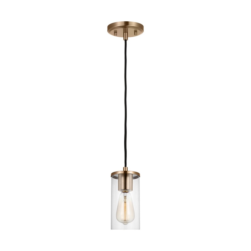 Visual Comfort Studio 6190301-848 Zire One Light Mini-Pendant, Satin Brass