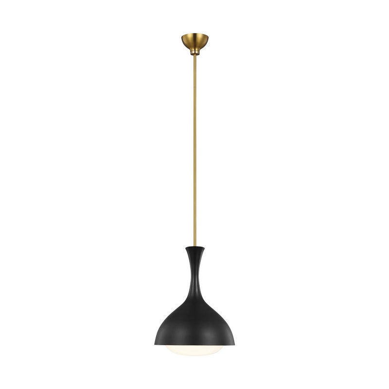 Visual Comfort Studio AEP1011BBSMBK Lucerne One Light Pendant, Midnight Black and Burnished Brass (Discontinued)