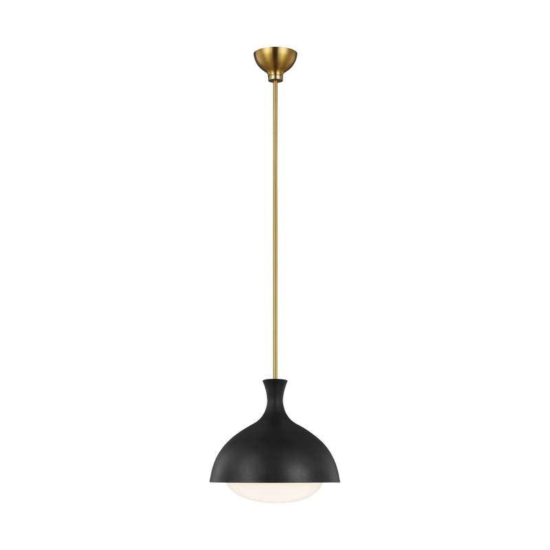 Visual Comfort Studio AEP1021BBSMBK Lucerne One Light Pendant, Midnight Black and Burnished Brass (Discontinued)
