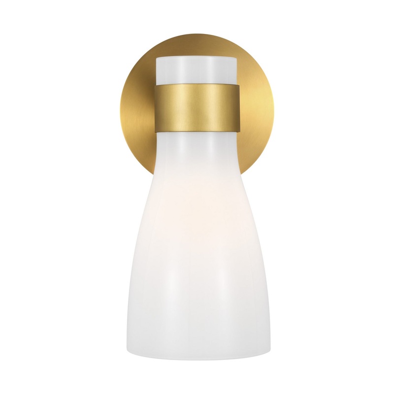 Visual Comfort Studio AEV1001BBSMG Moritz One Light Wall Sconce, Burnished Brass with Milk White Glass (Discontinued)