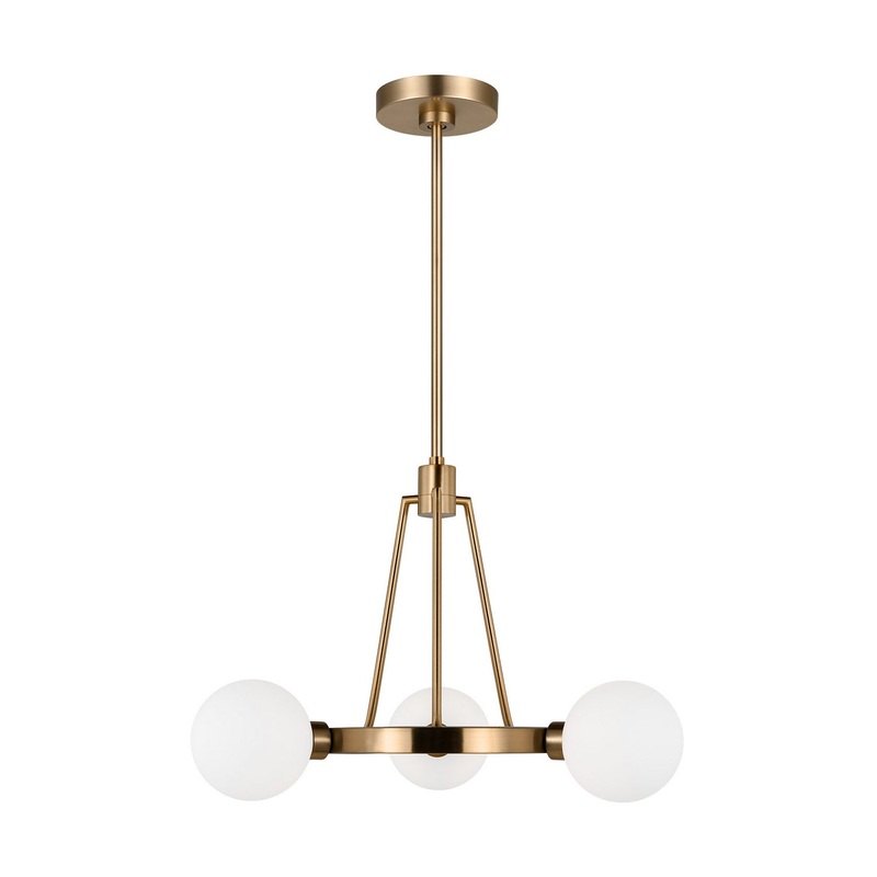 Visual Comfort Studio 3161603-848 Clybourn Three Light Chandelier, Satin Brass