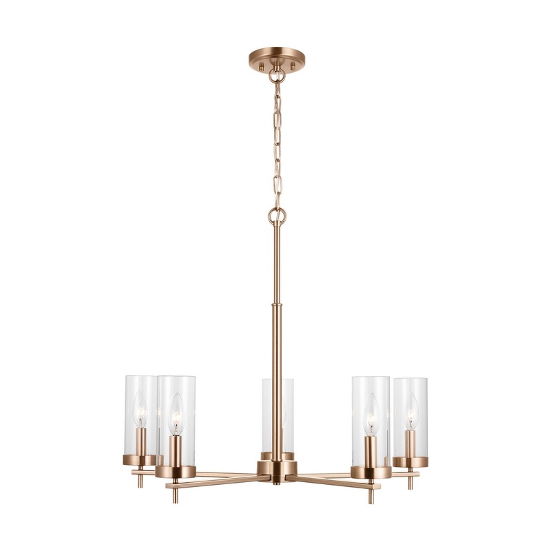 Visual Comfort Studio 3190305-848 Zire Five Light Chandelier, Satin Brass