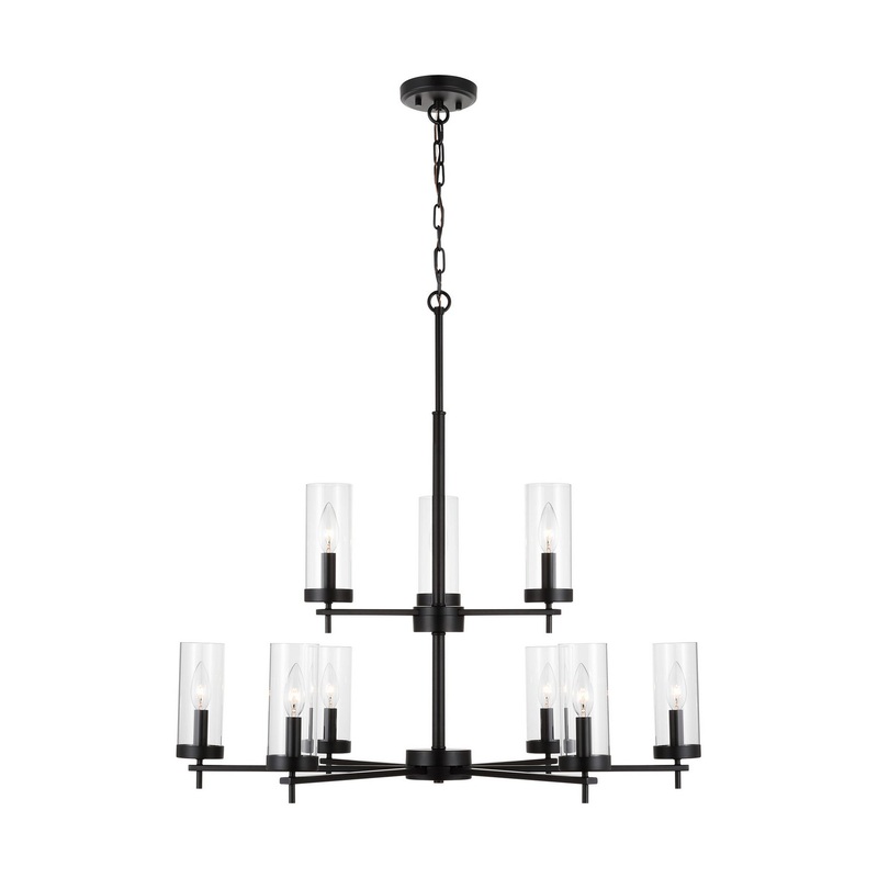 Visual Comfort Studio 3190309-112 Zire Nine Light Chandelier, Midnight Black