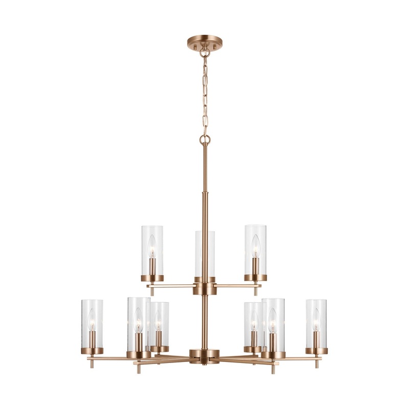 Visual Comfort Studio 3190309EN-848 Zire Nine Light Chandelier, Satin Brass