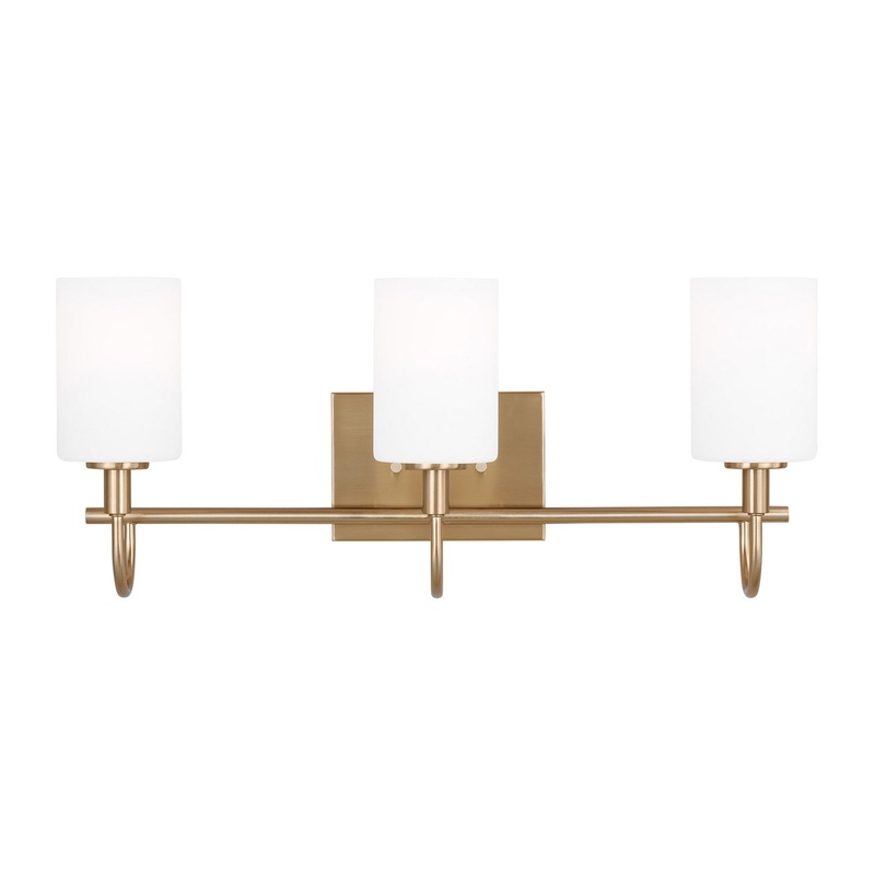 Visual Comfort Studio 4457103-848 Oak Moore Three Light Bath Vanity, Satin Brass