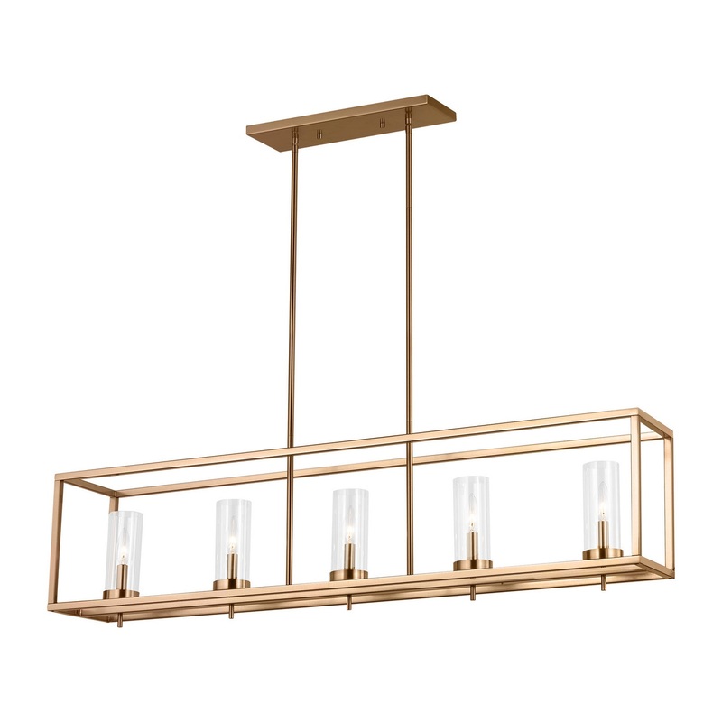 Visual Comfort Studio 6690305-848 Zire Five Light Island Pendant, Satin Brass