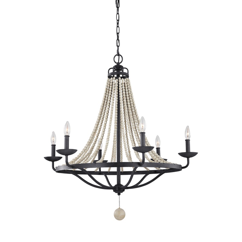 Visual Comfort Studio F3129/6DWZ/DWG Nori Six Light Chandelier, Dark Weathered Zinc / Driftwood Grey